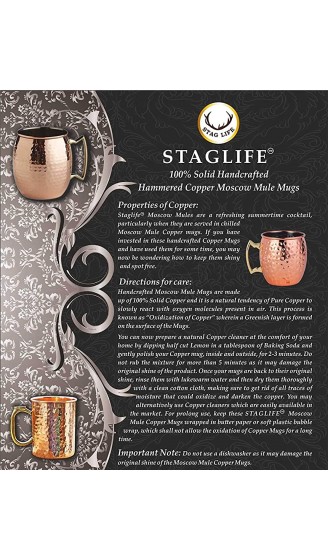 STAGLIFE 20 Oz Antique Mug Moscow Mule Copper Cups and Mugs with Rose Gold Copper Rims- Set of 2 - B09816V9111