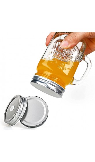 YHANEC Trinkgläser mit Deckel und Strohhalm 4er Set Mason Jar Trinkglas Trinkglas mit Deckel Einmachgläser mit Henkel Wiederverwendbar Glas in Küchen Partys 450ml - B098QNGRCX4