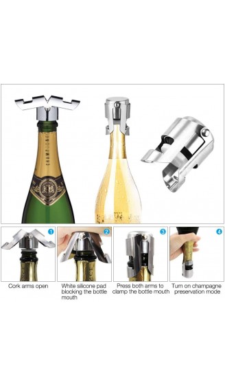 Gobesty Champagne Edelstahl Stopper 4Stück Sektverschluss Sektflaschenverschluß für Weinliebhaber - B08F77K7F2C