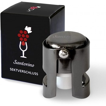Santorino® Sektverschluss | Premium Sekt- und Champagnerverschluss aus dunklem Edelstahl | Exklusiv für Sekt und Champagner Flaschen - B078S941PZI