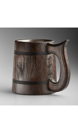 Großer Bierkrug aus Eichenholz handgefertigt mit erstaunlicher Handwerkskunst und hochwertigen Materialien gefüttert mit Metall robust langlebig dunkelbraun - B01LXQ6MSJ5