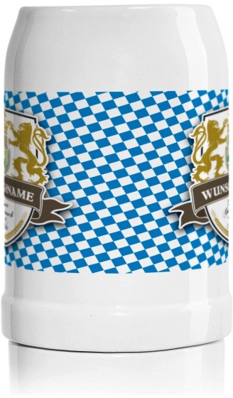 Herz & Heim® Personalisierter Bierkrug mit Namen und Jahr im Löwen Wappen - B015I0S44U2