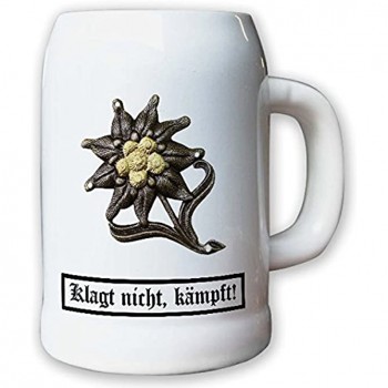 Krug Bierkrug 0,5l Barettabzeichen Gebirgsjäger Alpen Edelweiss Metall#11823 - B00M915BKCK