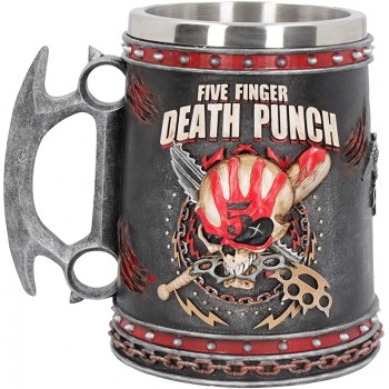 Nemesis Now Five Finger Death Punch Bierkrug 15 cm Kunstharz mit Edelstahl-Einsatz Schwarz - B07PDRQL4WN