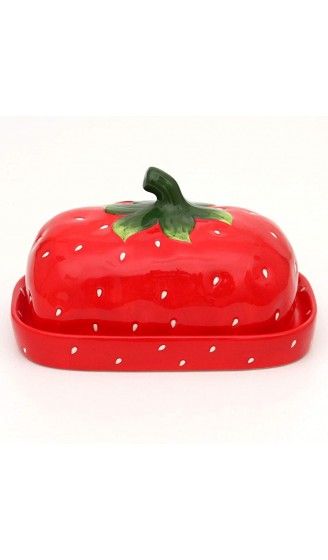 Dekohelden24 Keramik Butterdose Butterbehälter als Erdbeer in rot Maße ca. 16,5 x 11 x 10 cm - B08VNG3D63V