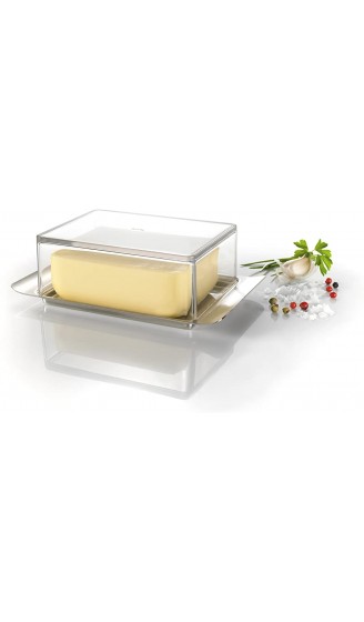 GEFU Butterdose BRUNCH 250 g Butterschale aus Edelstahl mit transparenter Kunststoffhaube - B00UTJ43GET