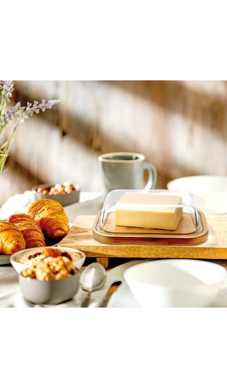 NJUH home x living® Butter-Dose Butterglocke aus hochwertigem Glas Holz Butterdose aus nachhaltigem Bambus Umweltfreundliche Butteraufbewahrung FSC-zertifizierte Butterbox 640ml - B08V22N8FN5