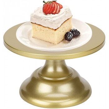 SUCHDECO 8 " Tortenplatte mit Fuß Edelstahl Gold Tortenplatte zum Dekorieren Tortenständer für Party Hochzeit Geburtstag Dessert Display Tortenständer Gold - B08XJT5ZP54