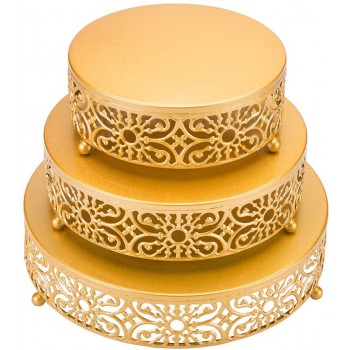 SUCHDECO Tortenständer Tortenplatte Edelstahl Gold  Kuchenplatte Kuchenständer für Süßigkeiten Kekse Obst Geburtstag Hochzeitsfeier Fest Dreiteiliger Anzug-20 25 30cm - B07ZB1W6ZHU
