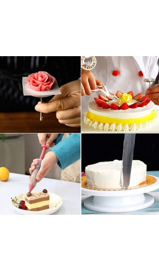 WisFox Tortenplatte Drehbar Tortenständer Kuchen Drehteller Cake Decorating Turntable mit Zuckerguss Spritzbeutel und Tipps-Set Vereisungsspachtel und glatter Gebäckwerkzeug - B07BK1CK6ZN
