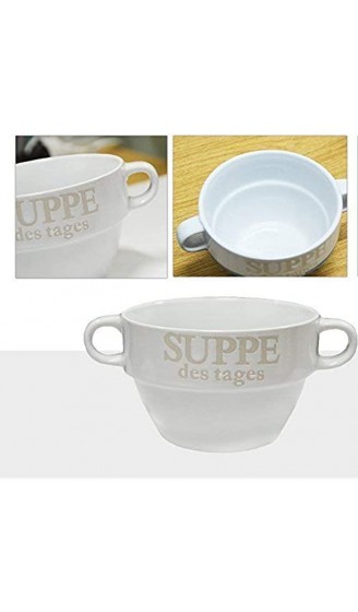 DRULINE 6er-Set Suppentassen Suppenschüssel Suppenterrine aus Keramik mit Aufschrift Suppe Weiß Ø 13 cm - B00M9GRIQMN