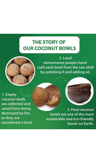 Herbatica Kokosnuss Schalen 2er Set mit Holzlöffeln | 100% Natürlich & Vegan Handgefertigt mit Kokosöl poliert | Kokosschalen Schüssel Set Kokoslöffel - B07HKNPXM9T
