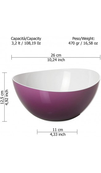 Omada Design Salatschüssel für Pasta und Salat Schale aus zweifarbigem beständigem Kunststoff Trendy Linie 26cm Durchmesser 3,5lt Kapazität geeignet für Geschirrspüler Violett - B009T42GEGN
