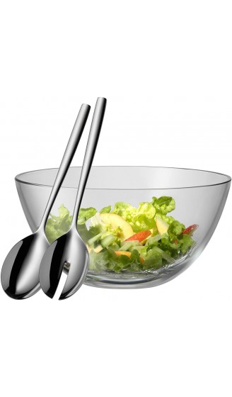 WMF Taverno Salatschüssel Set 3-teilig Salatbesteck 25 cm mit Salatschale runde Schale 23,5 cm Glas Cromargan Edelstahl poliert spülmaschinengeeignet - B06WRNH3QDG