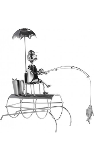 Brubaker Flaschenhalter Angler mit Sonnenschirm Metall Skulptur mit Grußkarte - B01GPOXA9W8