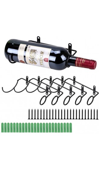 BSTKEY Weinflaschenhalter zur Wandmontage Eisen für Rotwein Getränke Likörflaschen Metallhalterung zum Aufhängen 6 Stück Flaschenmund nach rechts - B07ZMB7G315