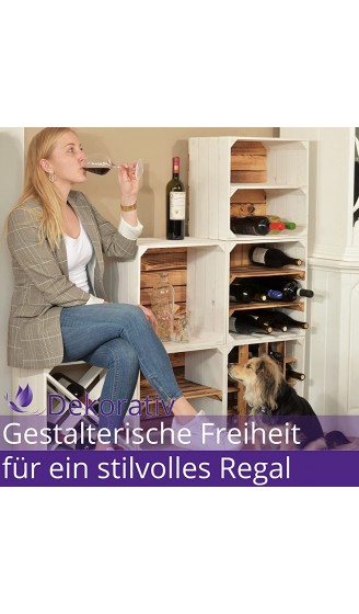 CHICCIE 3 Set Weinregal Wino aus Holz Greta Geflammt 2X Regal Holzkiste - B091YPBFLQL