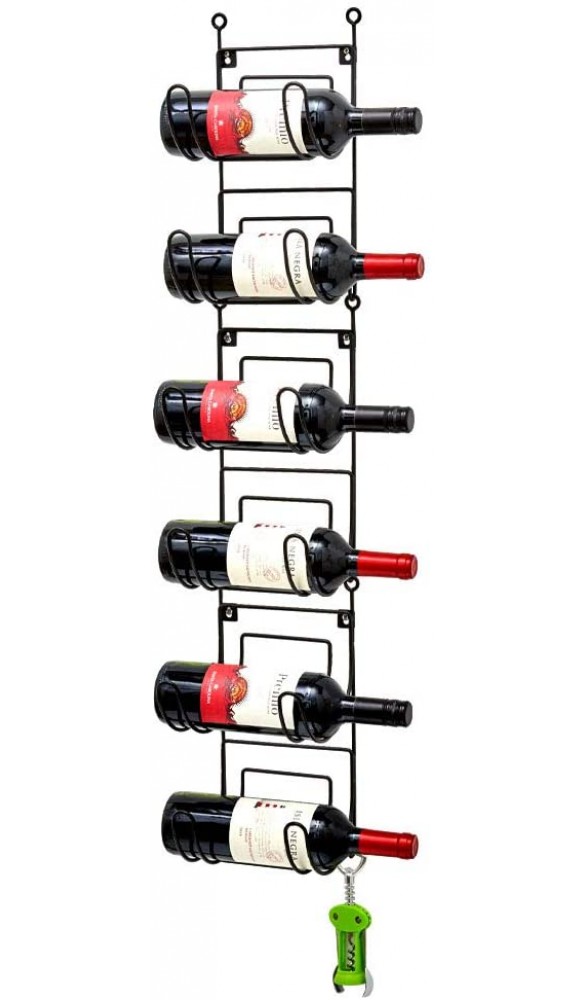 EZOWare Wandregale 6-stufige Mehrzwecker Regale für Handtücher Weinflaschen Wäsche Aufbewahrungsorganizerhalter Display für die Wand aus Eisen Schwarz - B07RNP351Z4