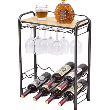 Kingrack Weinregal für 8 Flaschen Metall Weinregal mit Gläserhalter & Weinhalter & Tischplatte 4-stöckiger Weinaufbewahrungsorganisator freistehender Weinhalter für Küche Weinkeller Bar - B08DKFW2BM4
