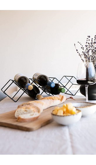 LaLe Living Weinregal Kaya aus Eisen in Schwarz für 7 Weinflaschen mit dem Maß 54 x 13cm zur Aufbewahrung Lagerung von Wein- und Wasserflaschen im geometrisches Design - B08Y76ZZ7Q1