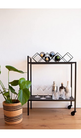 LaLe Living Weinregal Kaya aus Eisen in Schwarz für 7 Weinflaschen mit dem Maß 54 x 13cm zur Aufbewahrung Lagerung von Wein- und Wasserflaschen im geometrisches Design - B08Y76ZZ7Q1