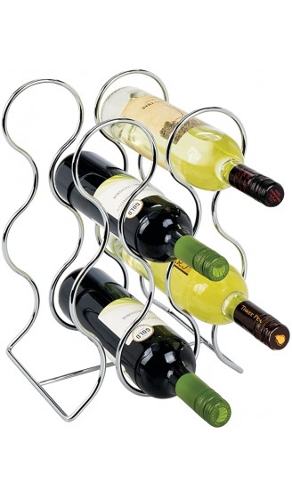 mDesign 2-er Set Weinflaschenhalter freistehend für 6 Flaschen Weinregal aus Metall modernes Weinzubehör für jede Küche Flaschenhalter für diverse Flaschen gleicher Größe silberfarben - B07BSVXBKKR