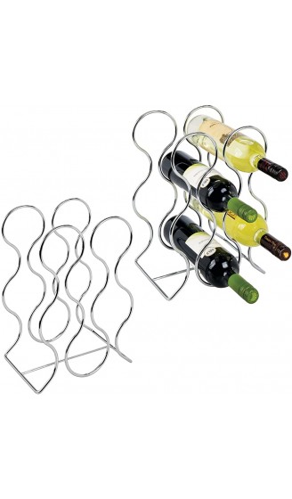 mDesign 2-er Set Weinflaschenhalter freistehend für 6 Flaschen Weinregal aus Metall modernes Weinzubehör für jede Küche Flaschenhalter für diverse Flaschen gleicher Größe silberfarben - B07BSVXBKKR