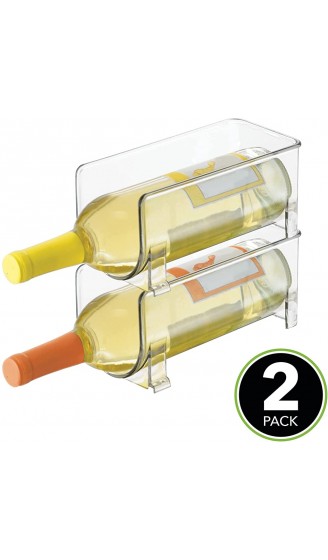 mDesign 2er-Set Flaschenregal – stapelbare Aufbewahrung für Weinflaschen und andere Getränke – modernes Weinregal aus Kunststoff für je 1 Flasche – transparent - B01HQLJWYU7