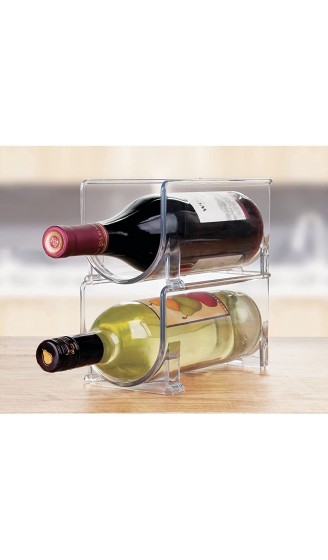 mDesign 2er-Set Flaschenregal – stapelbare Aufbewahrung für Weinflaschen und andere Getränke – modernes Weinregal aus Kunststoff für je 1 Flasche – transparent - B01HQLJWYUJ