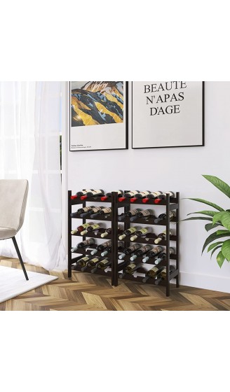 SMIBUY Bambus-Weinregal 20 Flaschen-Display-Halter 5-stöckige freistehende Lagerregale für Küche Speisekammer Keller Bar Dunkelbraun - B094NXWCSZB