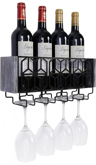 Tigcent Wand Weinregal mit Glashalter Vintage Flaschenregal aus Holz Weinständer für Küche Esszimmer Bar - B09536JHKZJ
