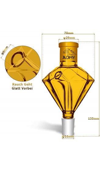 ADMY Shisha Molassefänger Diamant Gold 18 8 Schliff Vorkühler-Aufsatz aus Verdicktes Glas Universal Hookah Zubehör passte für meiste Wasserpfeife Leicht reinigt zu Werden - B08SWKWN54K
