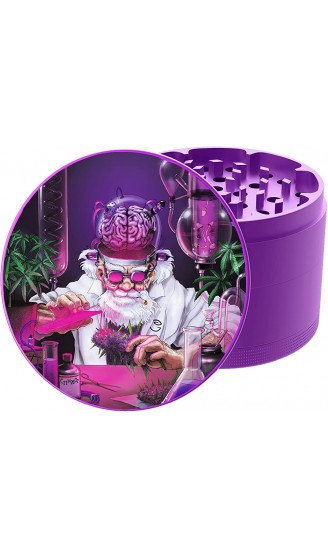 GRINDNATION Premium Design Grinder Crusher 'PROFESSOR' | Purple | ø 63mm groß | scharfes Mahlwerk | 4-teilig | Set inkl. Beutel Schaber & Pinsel - B08P2BZ1T6M