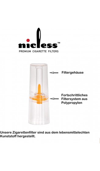 NICLESS Premium Zigarettenfilter| Zigarettenspitzen für weniger Teer und Nikotin| Plastik- Zigaretten Filteraufzats| Mikro-Filtrationssystem für Zigaretten Regular|Tasche|300 Stück|Filter Aufsatz 8mm - B07F47279GC