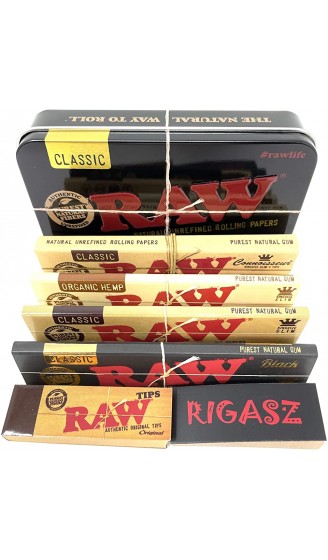 Reds Exklusiv Metalldose Black Raw mit King Size Slim Zigarettenpapier & Filtertips - B08FRKJNZR4