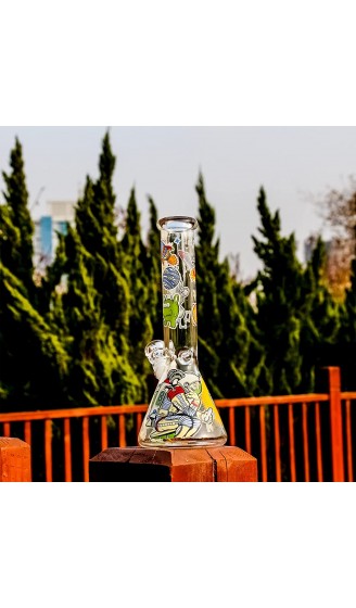 The7boX Wasserbong aus Glas zum R?uchern 14 mm Cartoon-Design 25,5 cm mit Downstem - B09M3VJH8RD