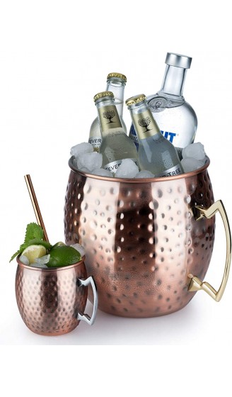 Buddy´s Bar Moscow Mule Flaschenkühler 5 Liter Volumen hochwertiger Edelstahl-Kühler lebensmittelecht Hammerschlag-Effekt Riesen Cocktail-Tasse gehämmert Kupfer Antik 1 Stück - B07WLKWRZYC