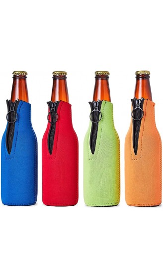 Flaschenkühler 4 Stück Neopren mit Reißverschluss Zum Beispiel für Bierflaschen 4 Farben - B01FVXQDKGM