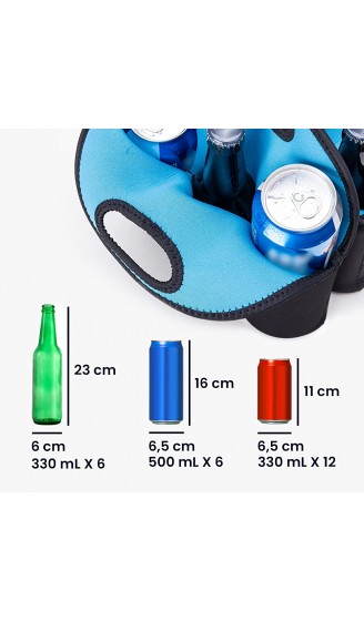 kwmobile 6in1 Flaschenkühler 330ml für Bier und andere Getränke Kühler aus isoliertem Neopren Bierflaschenkühler Schwarz Blau - B094XYKGH7J