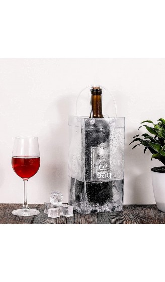 Meirrai Flaschenkühler Transparente Eistasche 2 Stück PVC Ice Bag Auslaufsichere Champagner Tasche Kühltasche mit Griff für Kaltes Bier Wein Getränke Party Outdoor Camping Tavernen - B08XZ8XWYTV