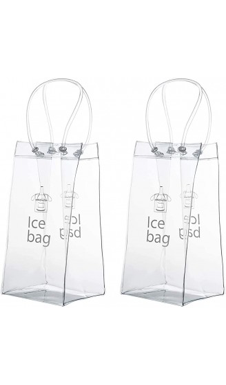 Meirrai Flaschenkühler Transparente Eistasche 2 Stück PVC Ice Bag Auslaufsichere Champagner Tasche Kühltasche mit Griff für Kaltes Bier Wein Getränke Party Outdoor Camping Tavernen - B08XZ8XWYTV