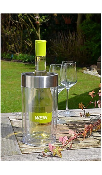 Weinkühler Flaschenkühler aus Kunststoff doppelwandig Höhe 19,5cm Edelstahlring - B075GY2P1FH