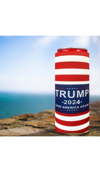 XccH2o Trump 2024 Save America Again 2 Stück schlanke Dosenkühler bunter Neopren Bierkühler Bierhalter perfekt für 340 ml Dosen wie Red Bull White Claw Slim Beer und Spiked Seltzer Water Red 2 - B08ZMMXJ8RV
