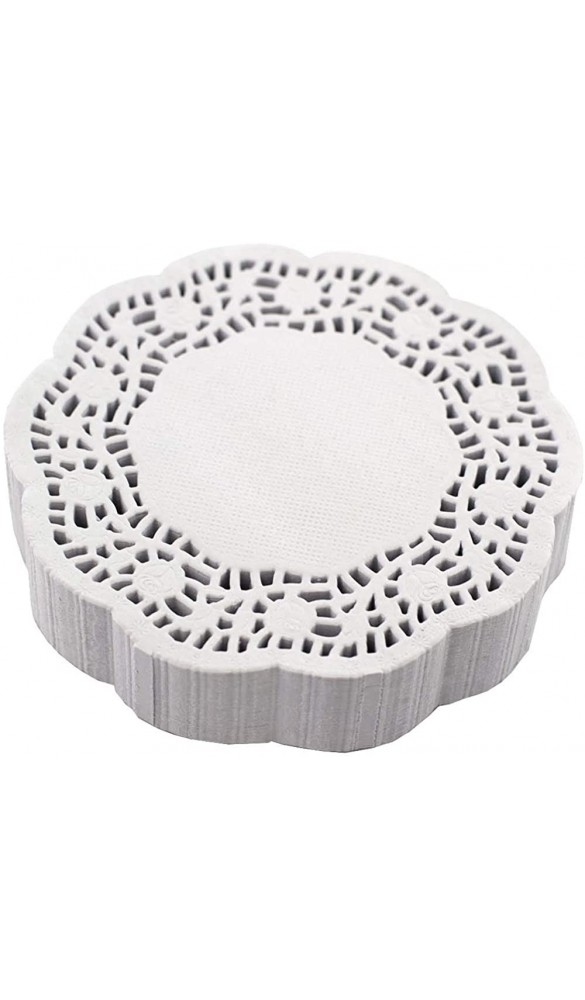 Creativery Tortenspitze rund weiß 10 cm 250 Stück mit Rosen Design Papieruntersetzer Tropfdeckchen Tassendeckchen Tortenspitzen klein - B079T6DZ8BE