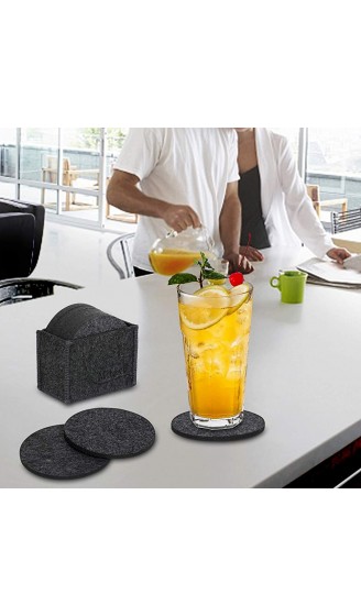 Mitavo Filzuntersetzer Rund 10er Premium Set mit Box Glasuntersetzer in Grau für Glas Getränke Gläser Tassen - B07S1XYC3QA