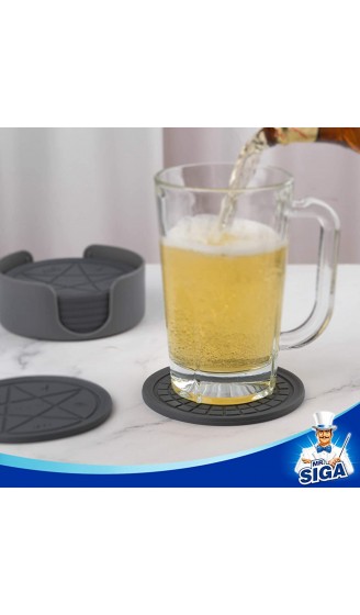 MR.SIGA Untersetzer aus Silikon für Getränke Tassen Töpf Gläseruntersetzer 8er Set mit Halter Grau - B08TVSP6B2N