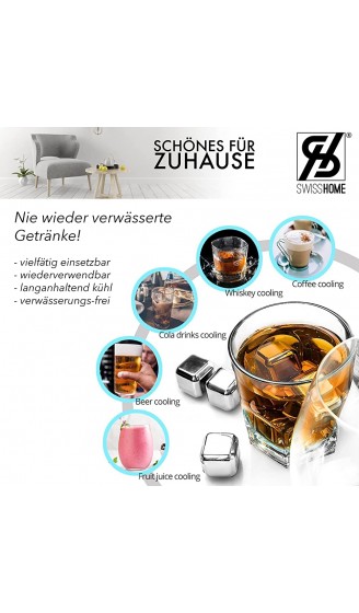 SWISSHOME® Untersetzer-Set für Gläser inkl. Edelstahl Eiswürfeln in Premium Geschenkverpackung | 18-teilig - B092QSYQNX4